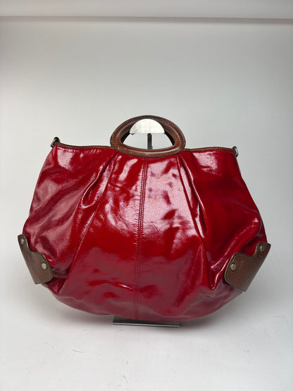 Sac vintage en cuir verni Marni rouge marron