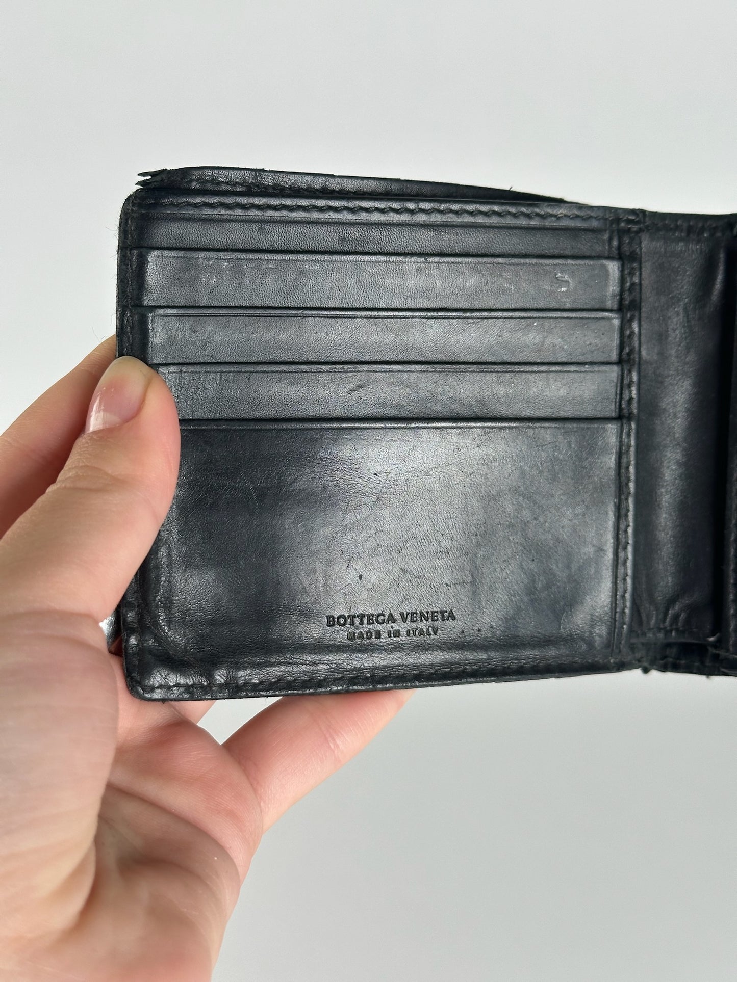 Vintage Bottega Veneta Intrecciato Leather wallet black