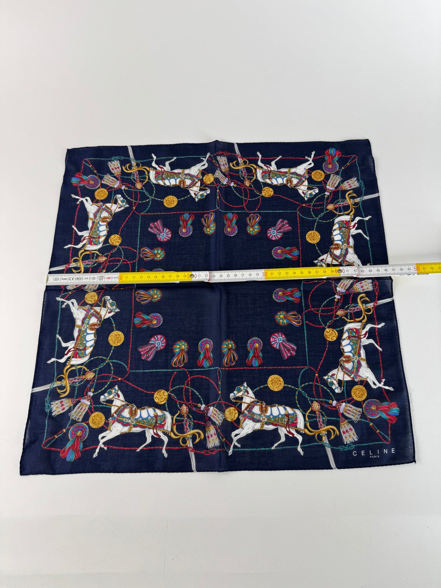 Vintage Celine Silk Scarf Navy new