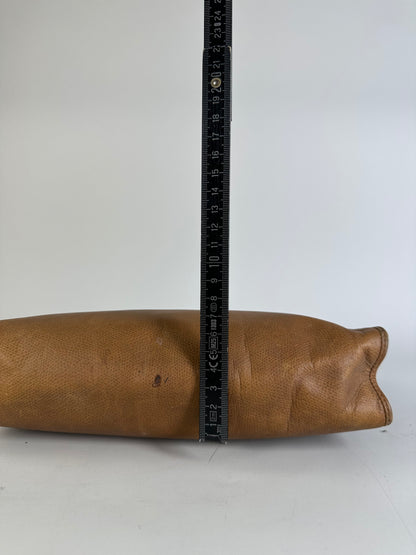 Vintage Celine Textured Leather Clutch Bag Tan Silver