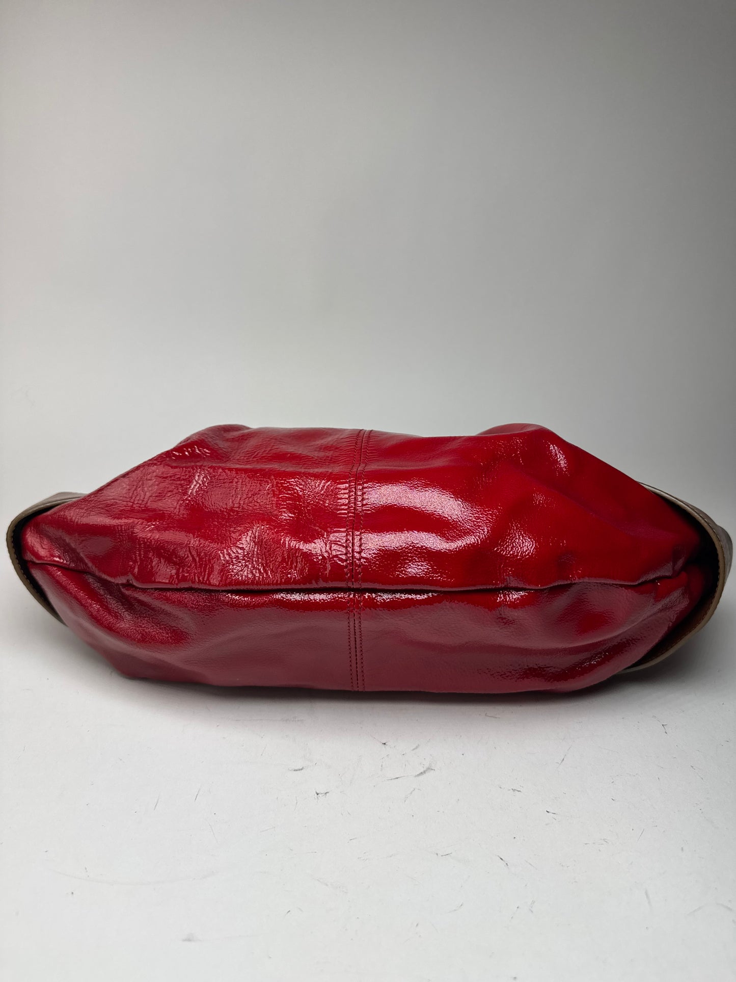 Sac vintage en cuir verni Marni rouge marron