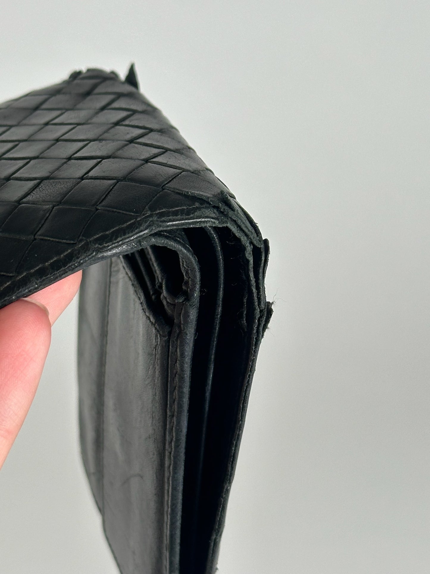 Vintage Bottega Veneta Intrecciato Leather wallet black