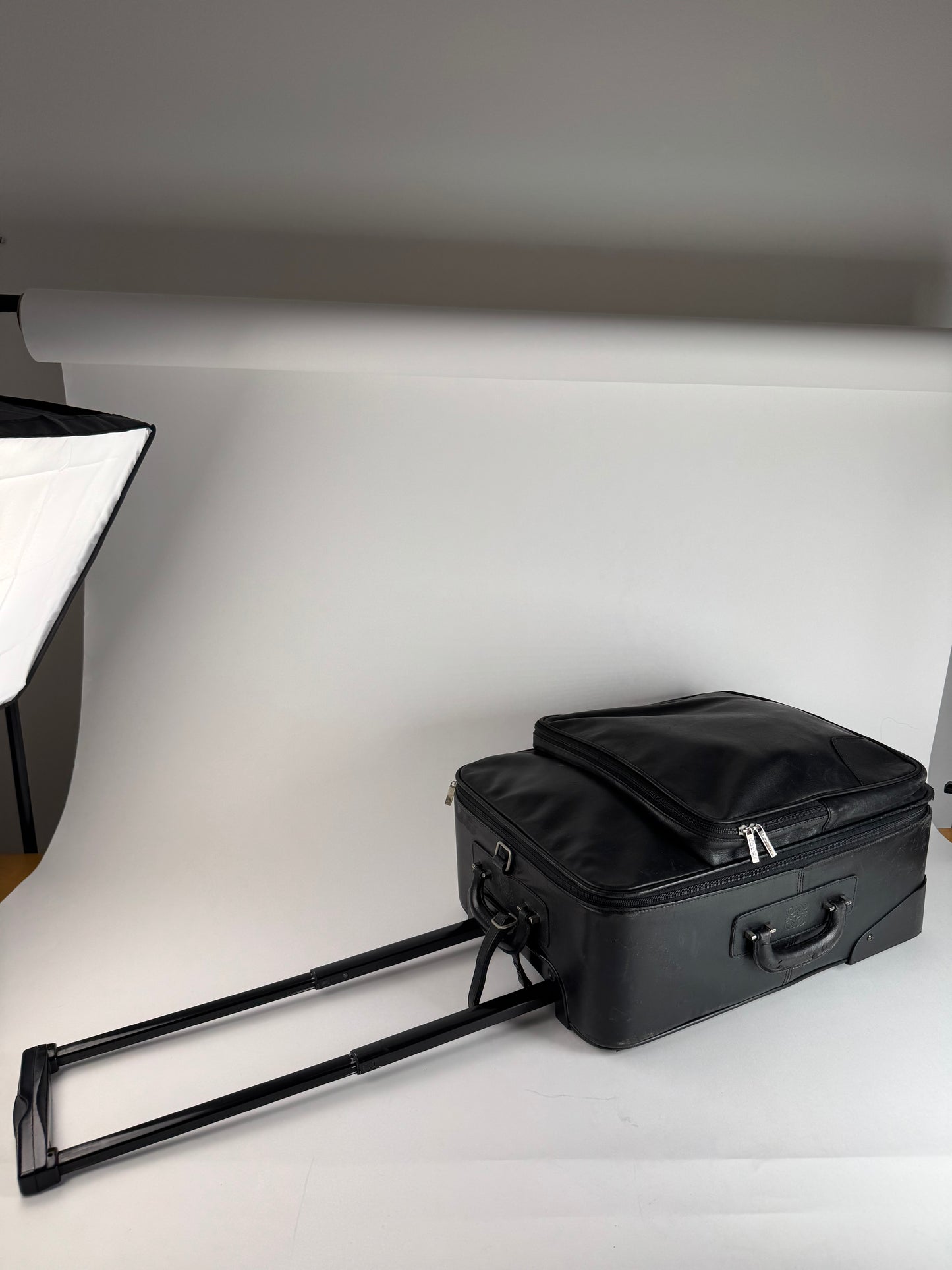 Vintage Loewe Madrid Leather Suitcase / Trolley Black