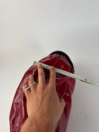 Sac vintage en cuir verni Marni rouge marron