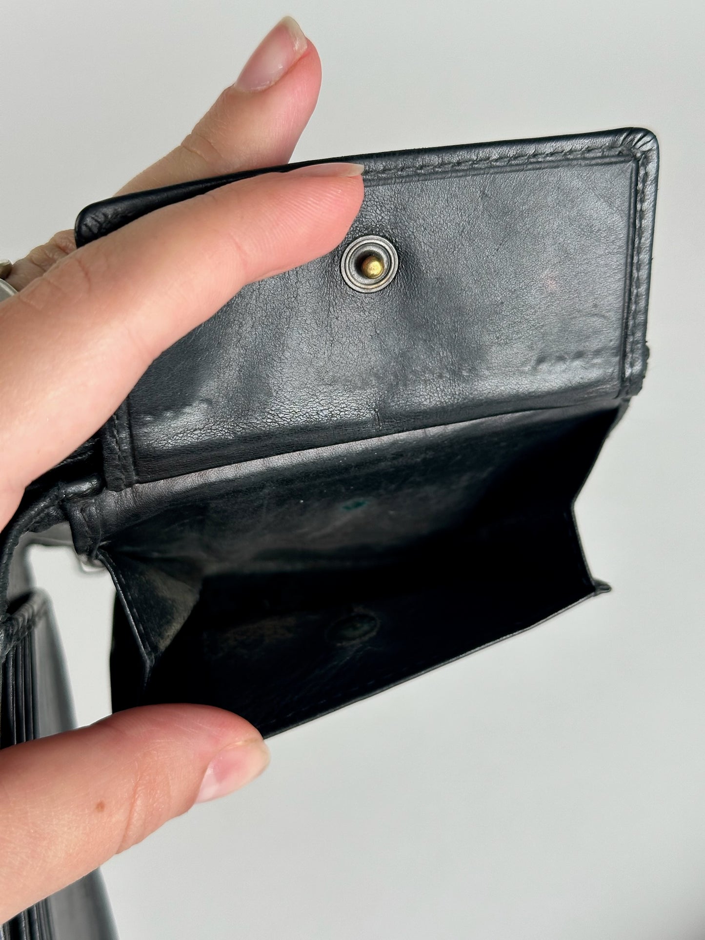 Vintage Bottega Veneta Intrecciato Leather wallet black