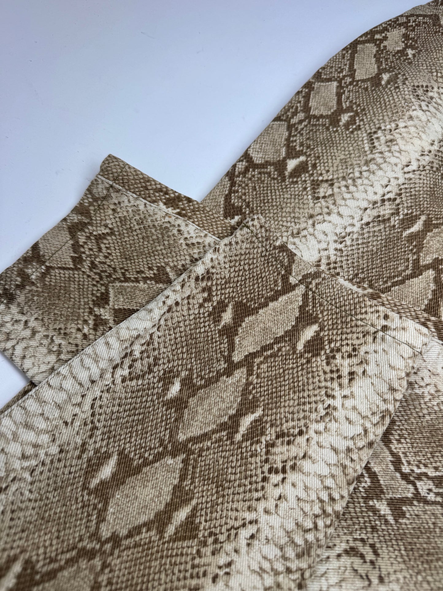 Vintage Versace Snake Emblossed Canvas Pants Gold