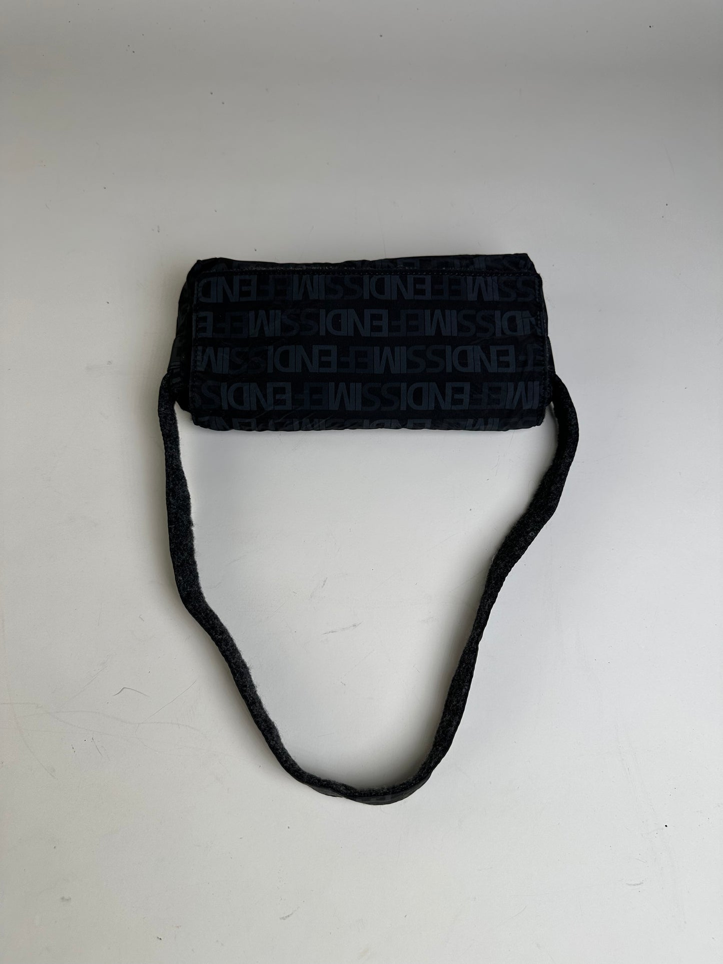 Vintage Fendi Logo Nylon Shoulder Bag Black