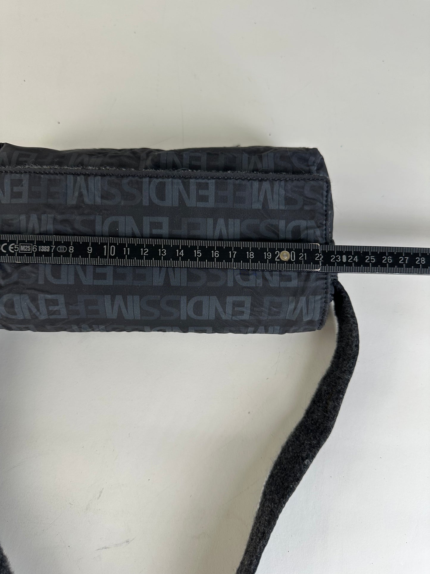 Vintage Fendi Logo Nylon Shoulder Bag Black