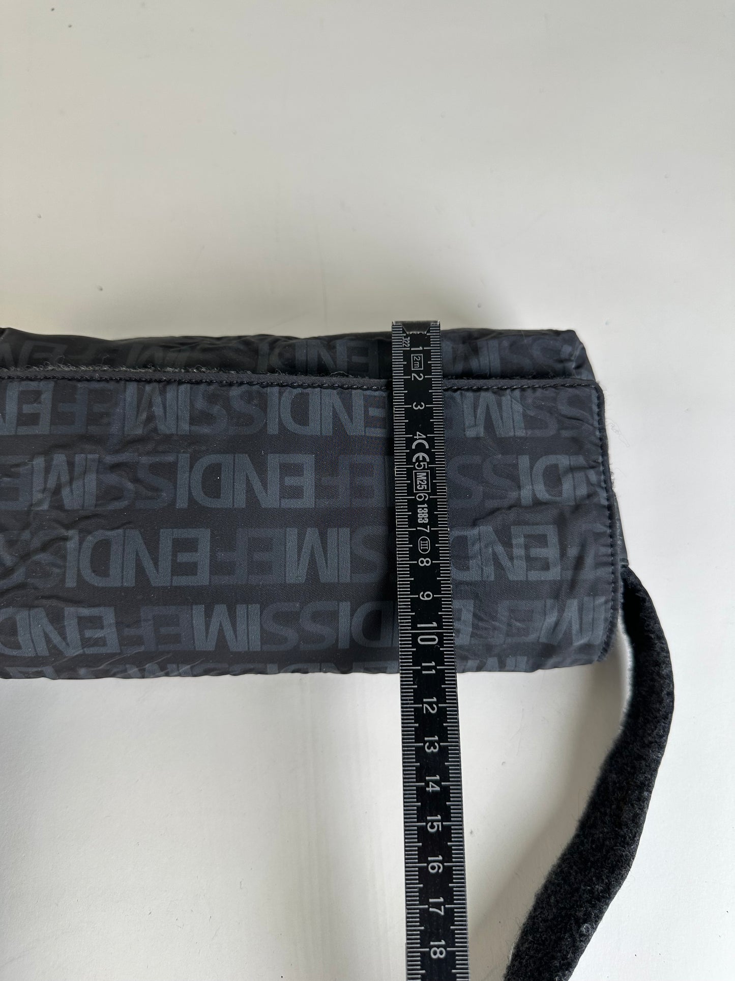 Vintage Fendi Logo Nylon Shoulder Bag Black