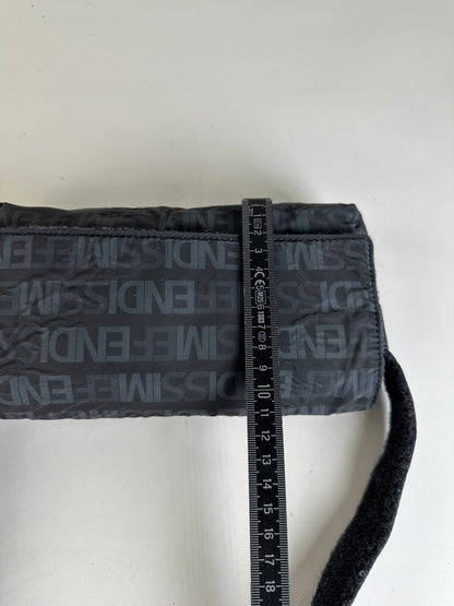 Vintage Fendi Logo Nylon Shoulder Bag Black