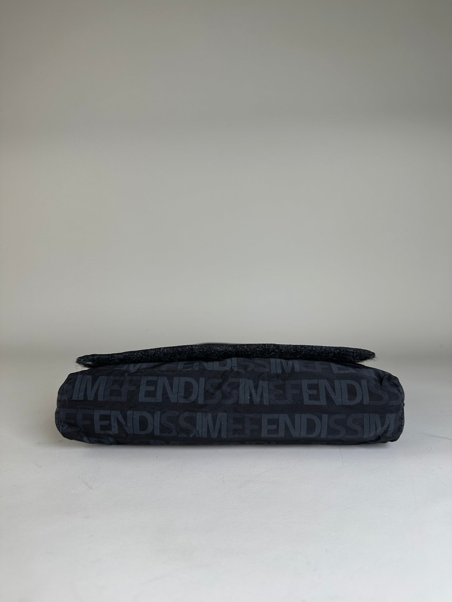 Vintage Fendi Logo Nylon Shoulder Bag Black