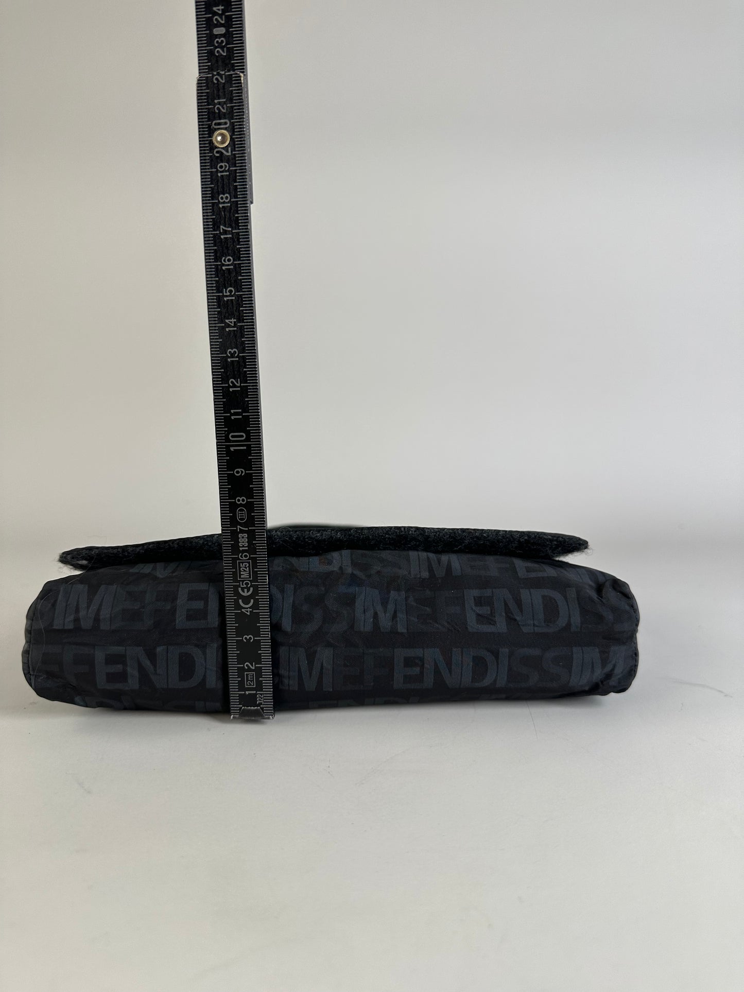 Vintage Fendi Logo Nylon Shoulder Bag Black