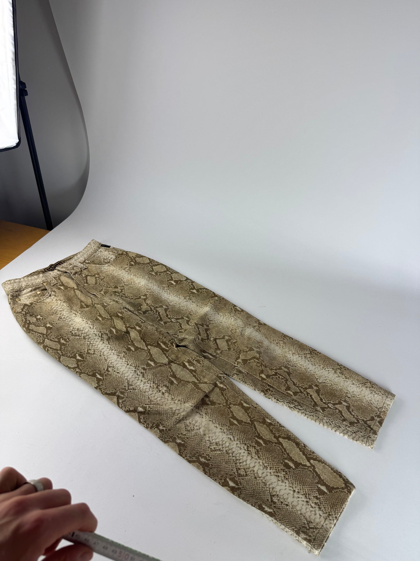 Vintage Versace Snake Emblossed Canvas Pants Gold