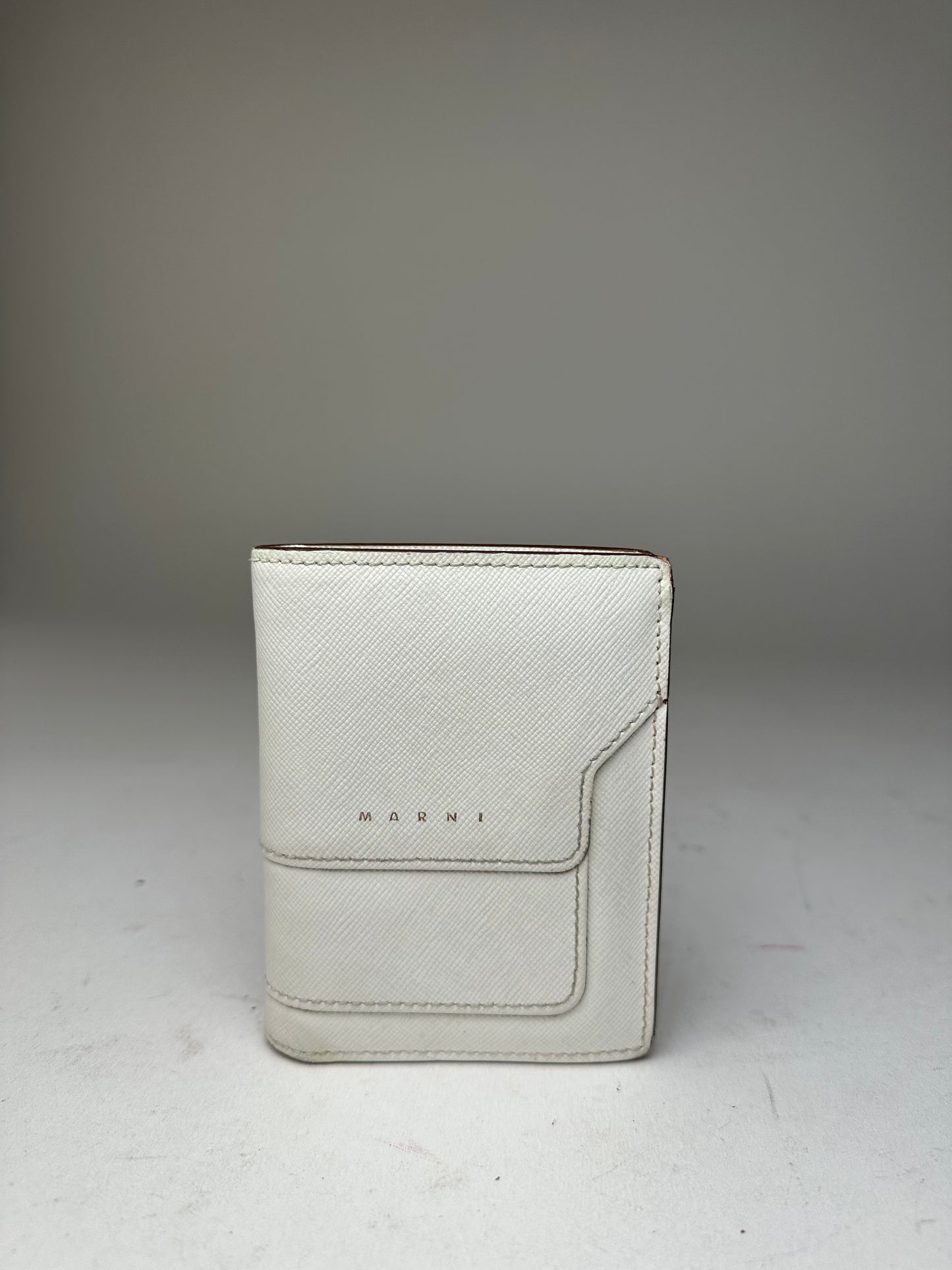 Vintage Marni Compact Wallet Saffiano Leather White