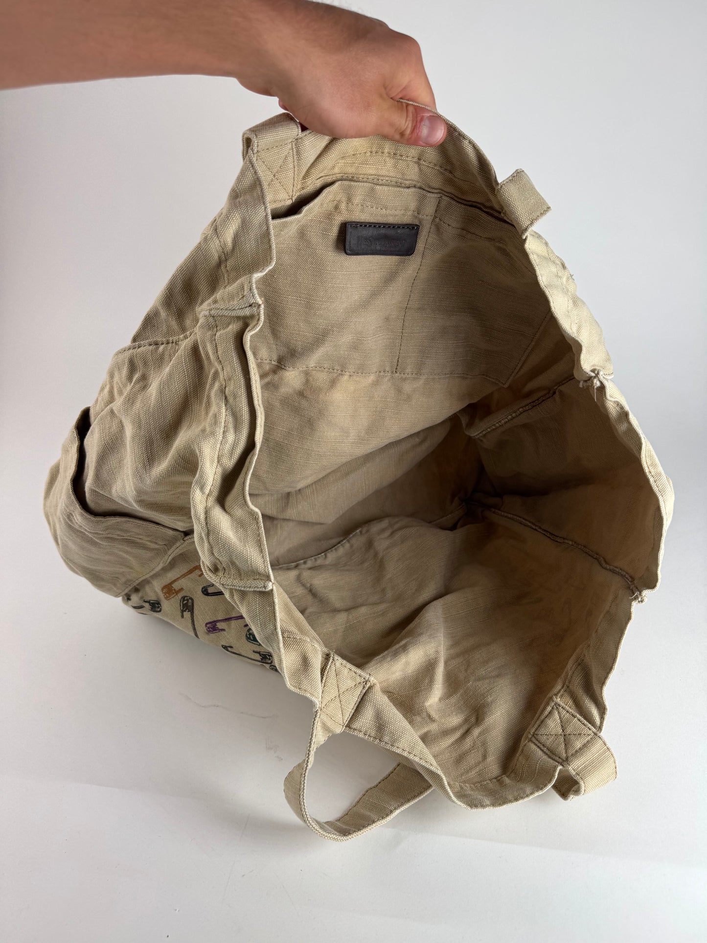 Vintage YSL Canvas Shopper Bag beige