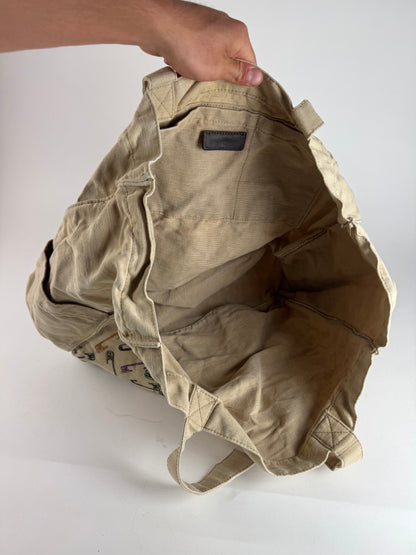 Vintage YSL Canvas Shopper Bag beige