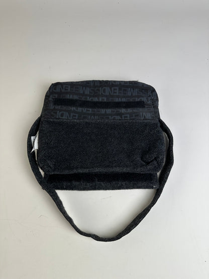 Vintage Fendi Logo Nylon Shoulder Bag Black