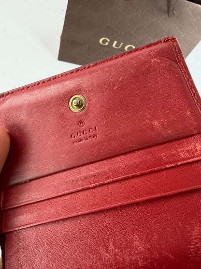 Vintage Gucci GG Supreme Canvas Bifold Wallet c. 2018 Beige Brown Red