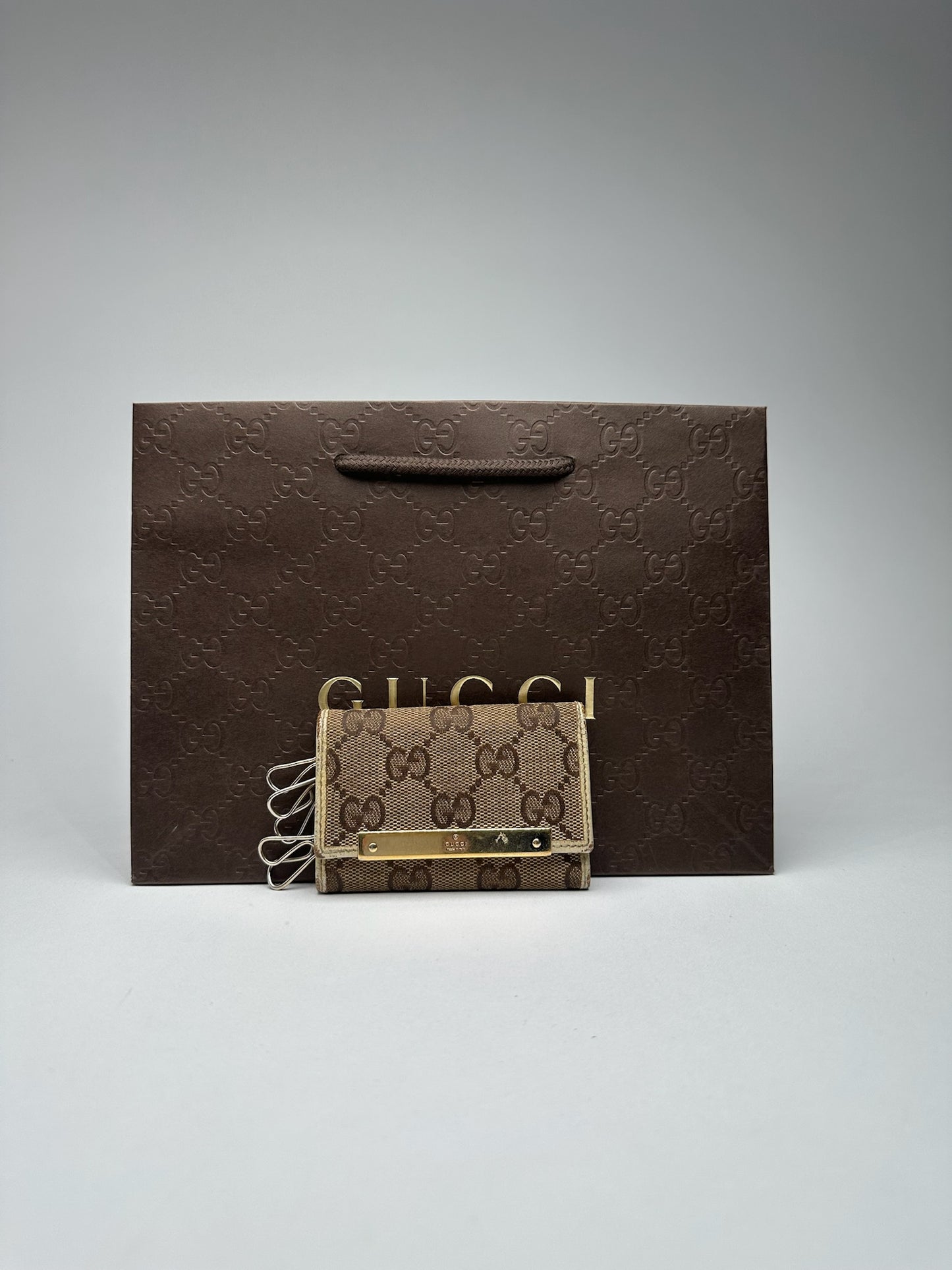 Vintage Gucci Monogram Keyholder beige brown