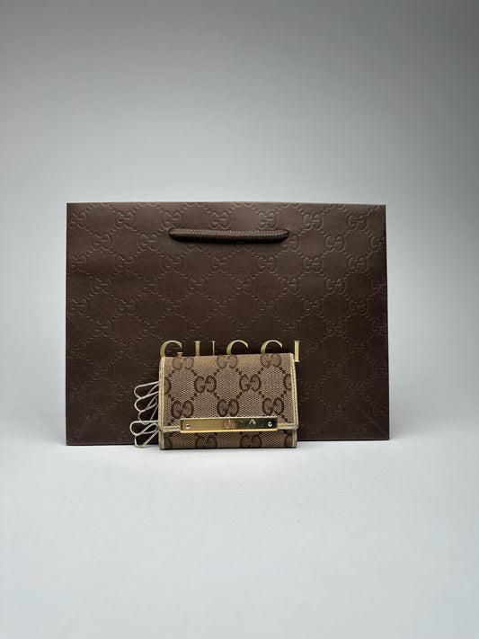 Vintage Gucci Monogram Keyholder beige brown