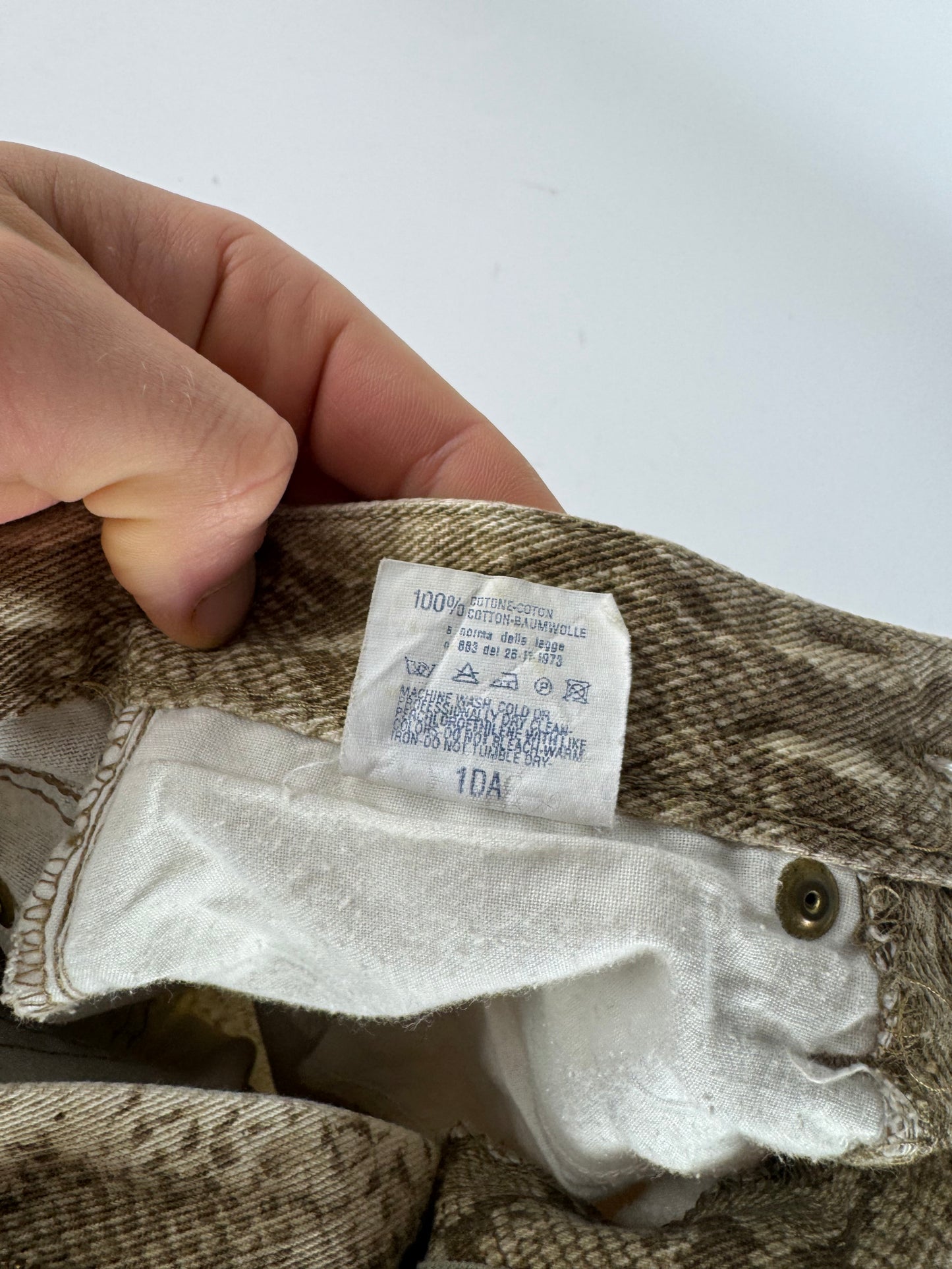 Vintage Versace Snake Emblossed Canvas Pants Gold