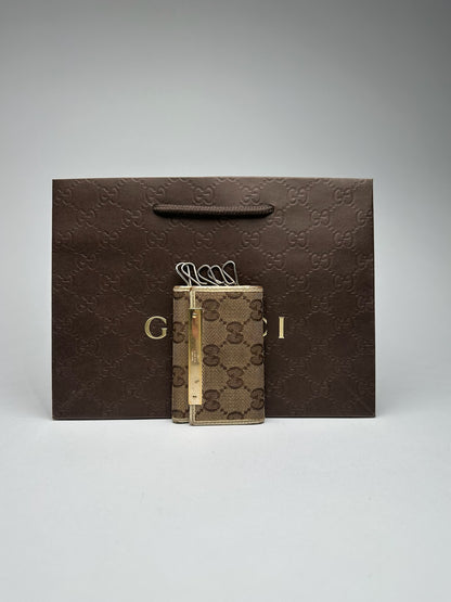 Vintage Gucci Monogram Keyholder beige brown