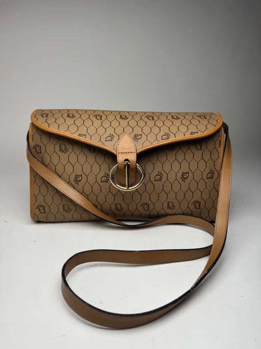 Vintage Dior Monogram Leather Bag beige Brown