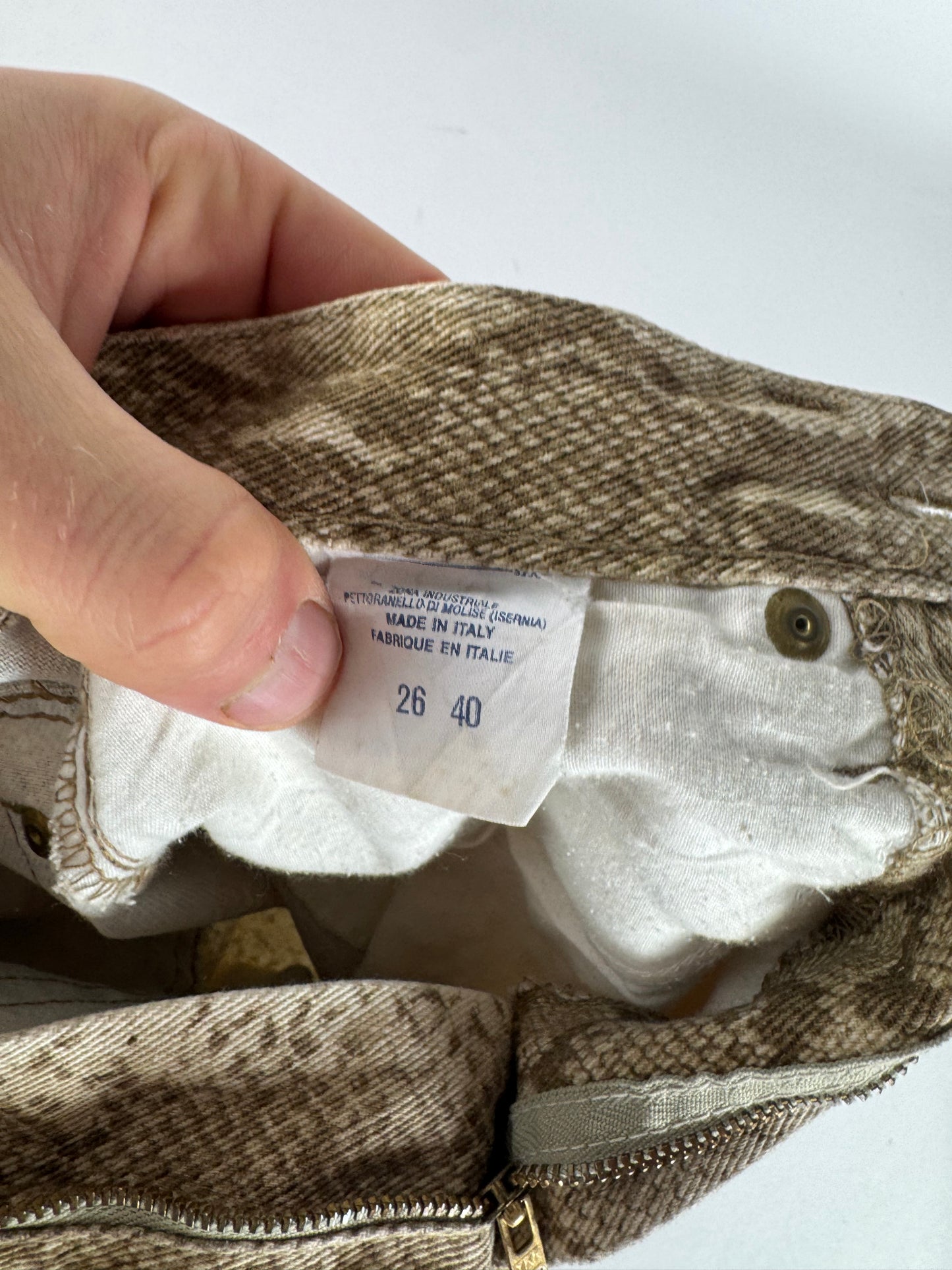 Vintage Versace Snake Emblossed Canvas Pants Gold