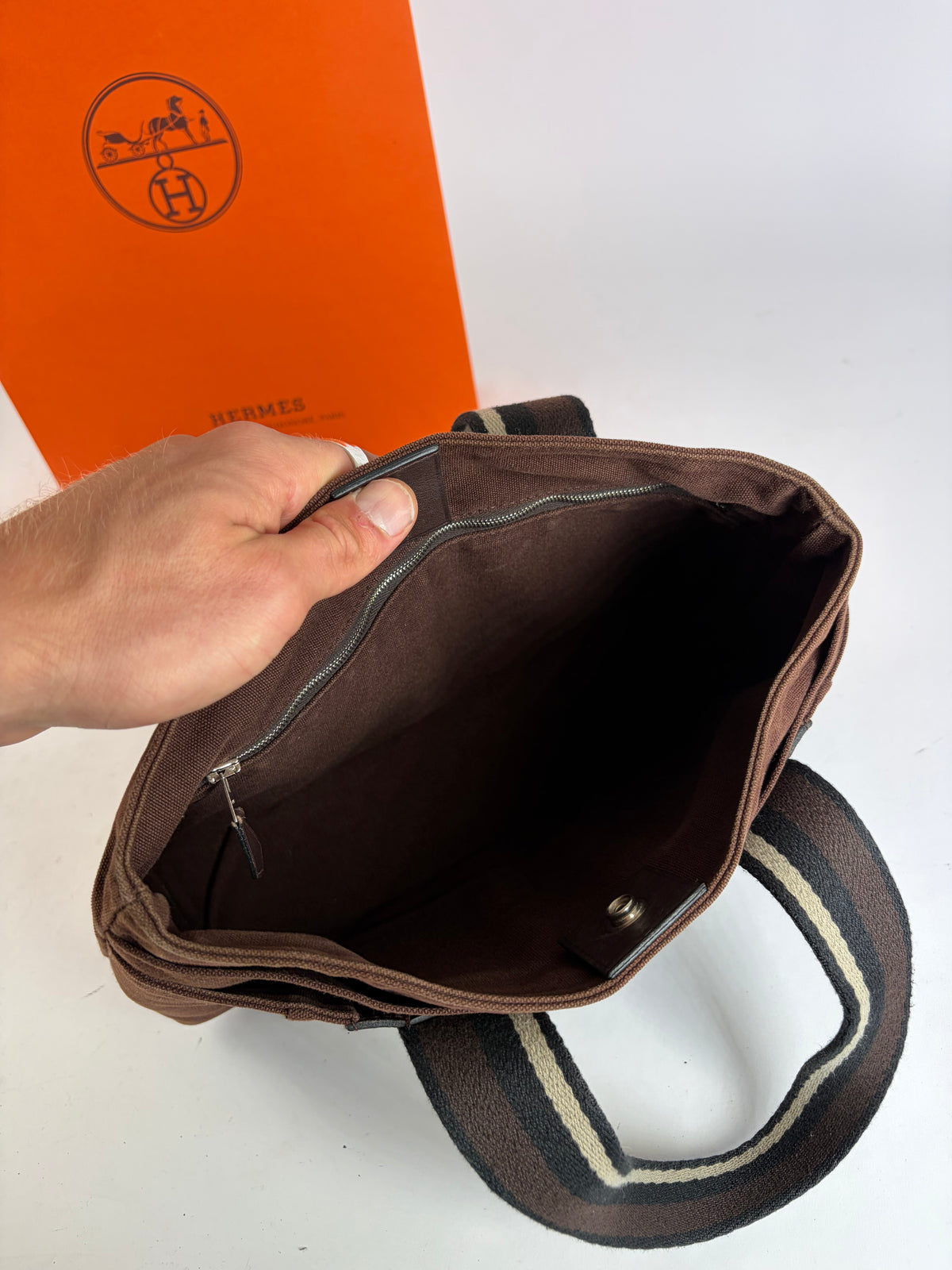 Vintage Hermès Troca Canvas Tote Late 1990s Brown