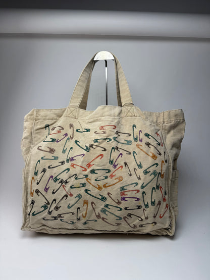 Vintage YSL Canvas Shopper Bag beige