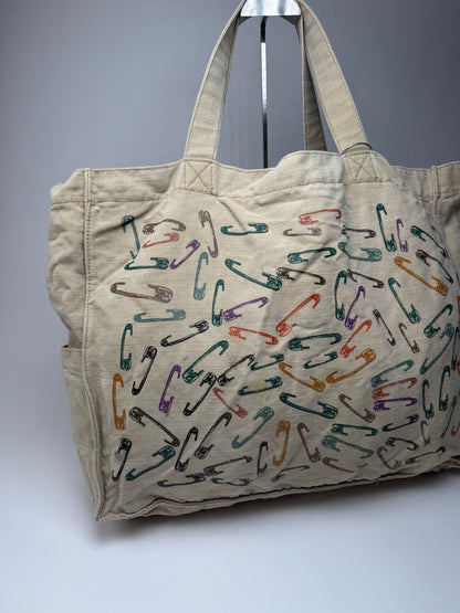 Vintage YSL Canvas Shopper Bag beige