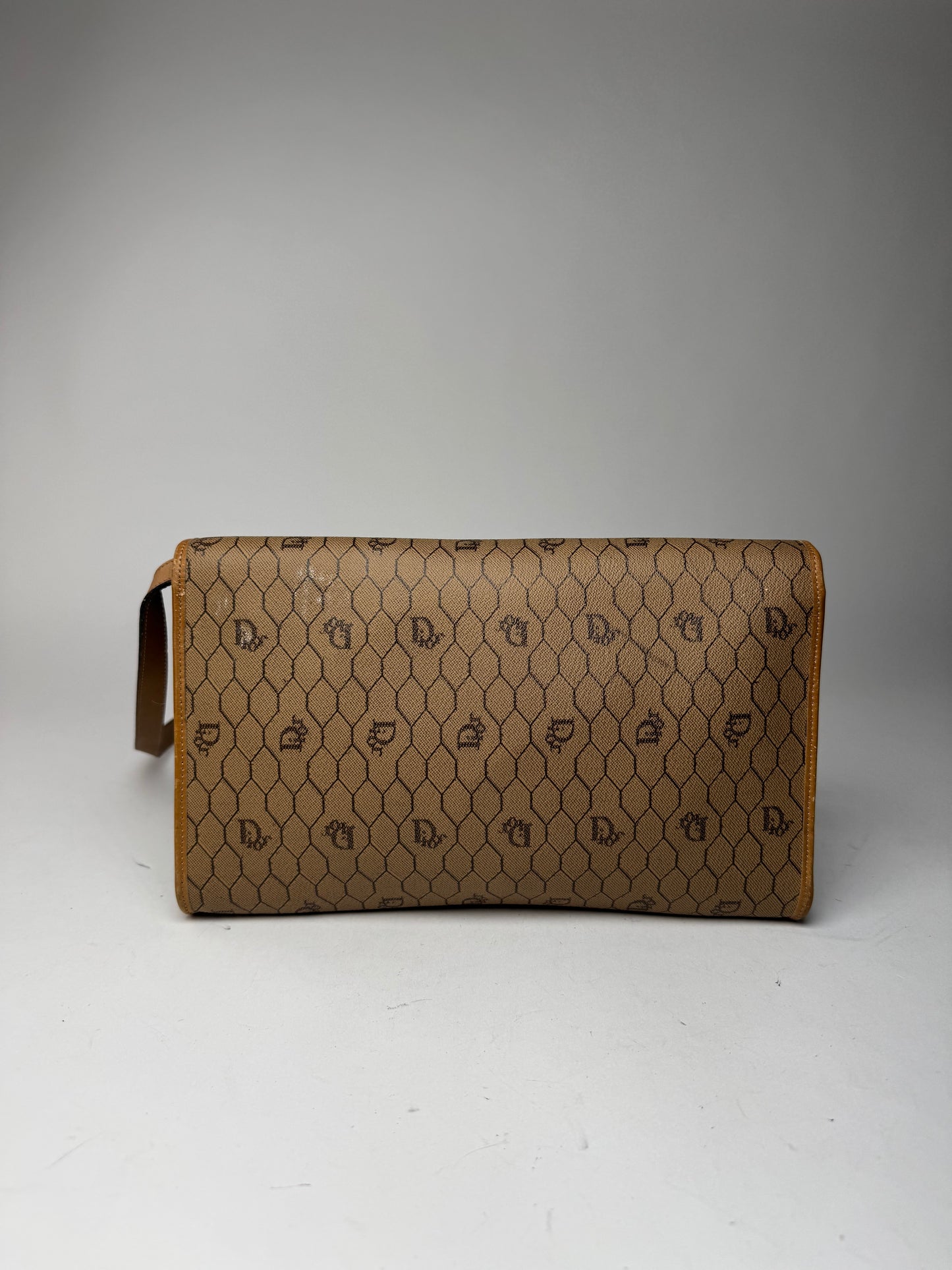 Sac vintage en cuir monogramme Dior beige marron