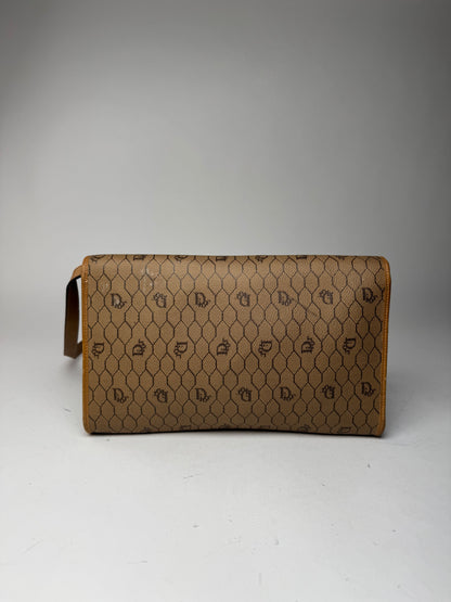 Sac vintage en cuir monogramme Dior beige marron