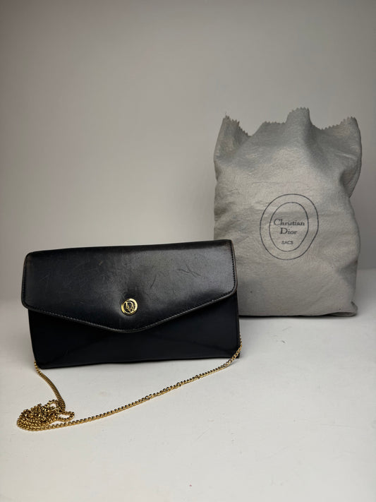 Vintage Dior Leather Bag Navy