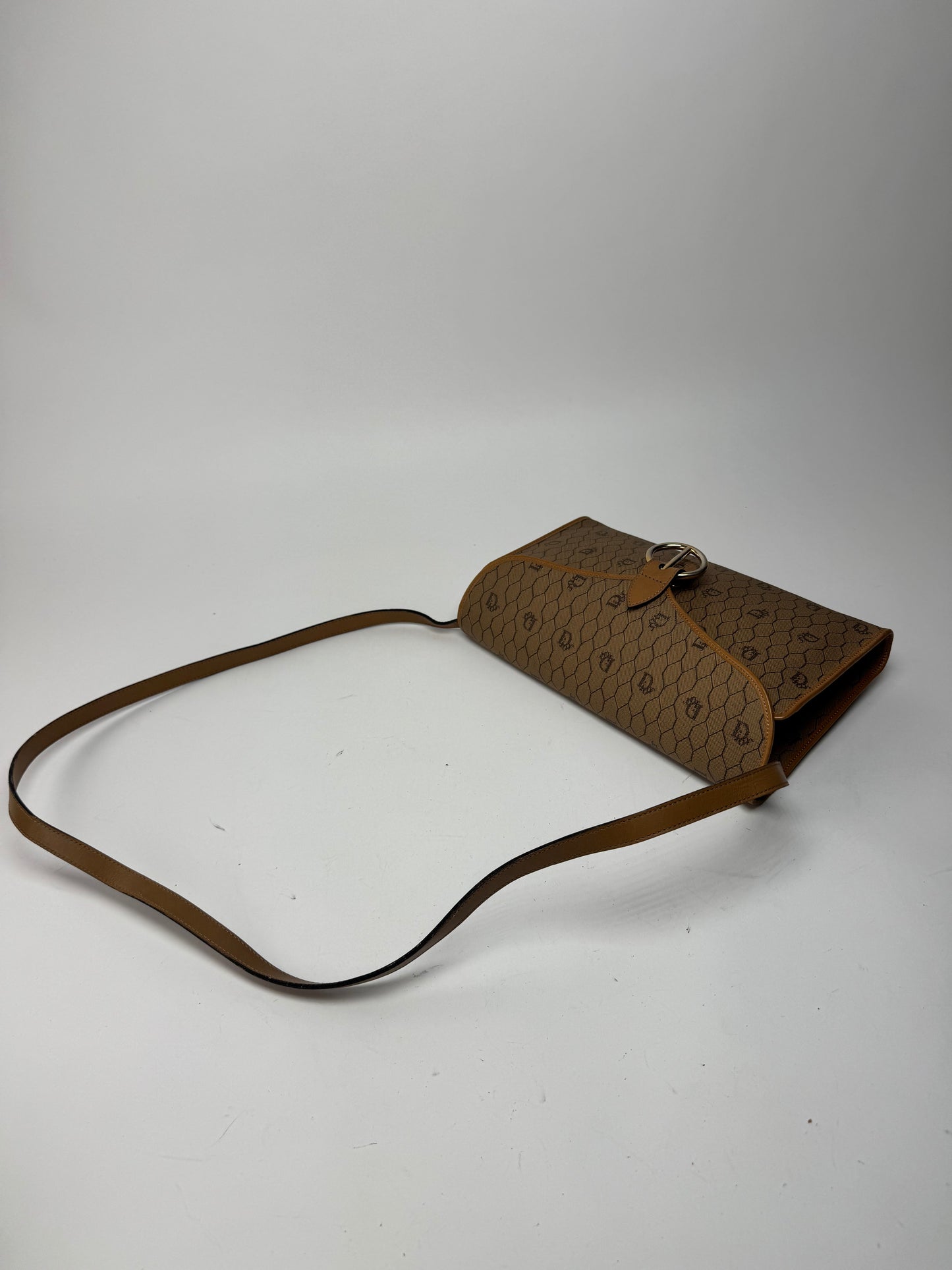 Sac vintage en cuir monogramme Dior beige marron