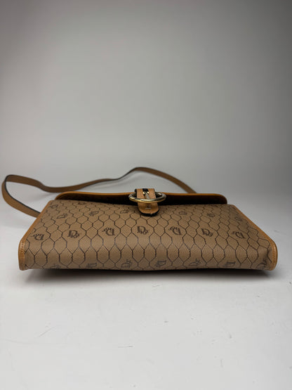 Sac vintage en cuir monogramme Dior beige marron