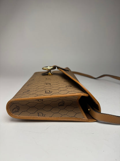 Sac vintage en cuir monogramme Dior beige marron