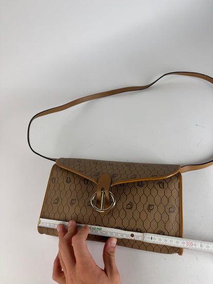Sac vintage en cuir monogramme Dior beige marron