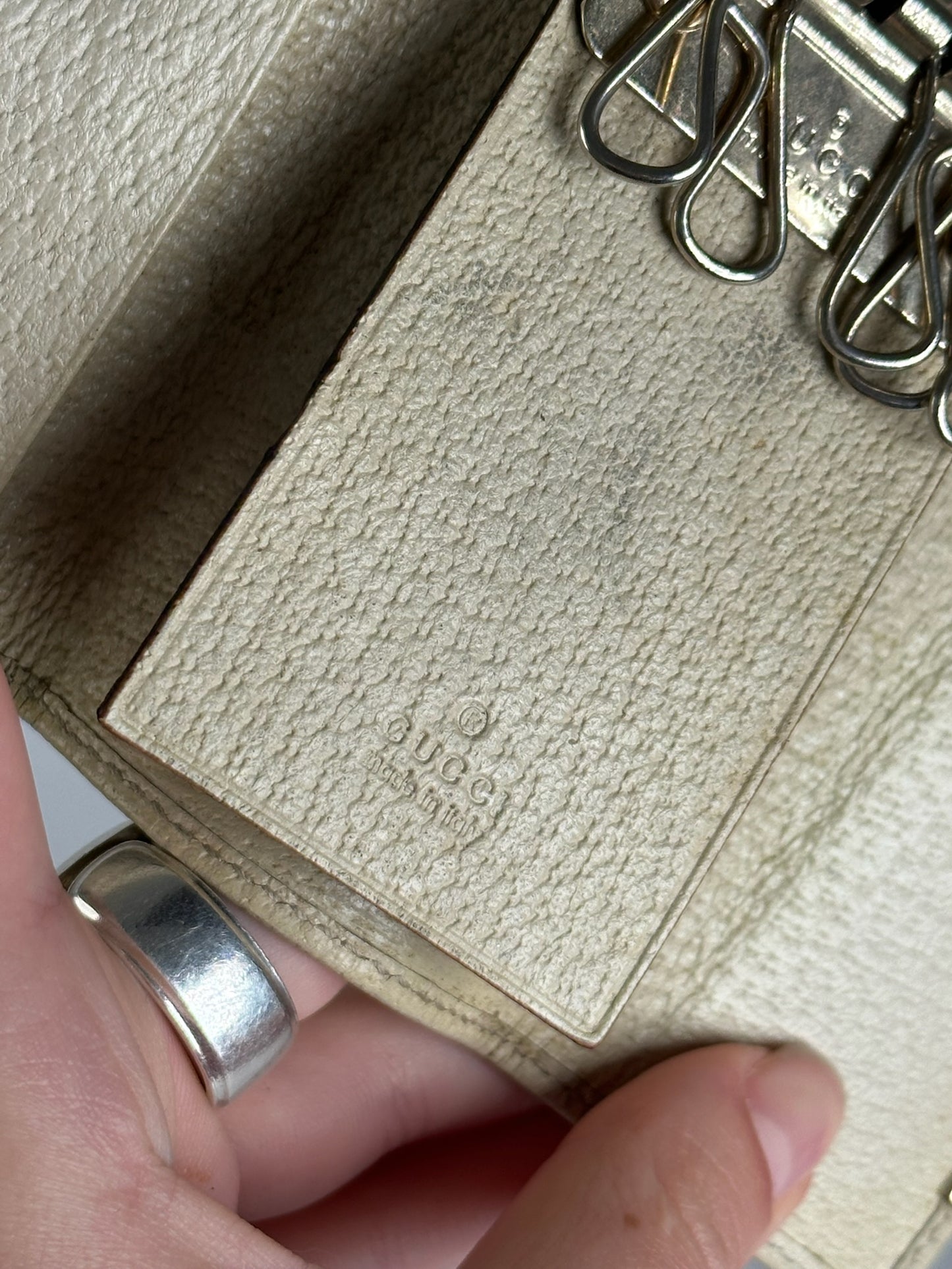 Vintage Gucci Monogram Keyholder beige brown