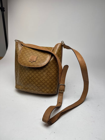 Sac vintage en cuir monogramme Céline Triomphe doré et marron