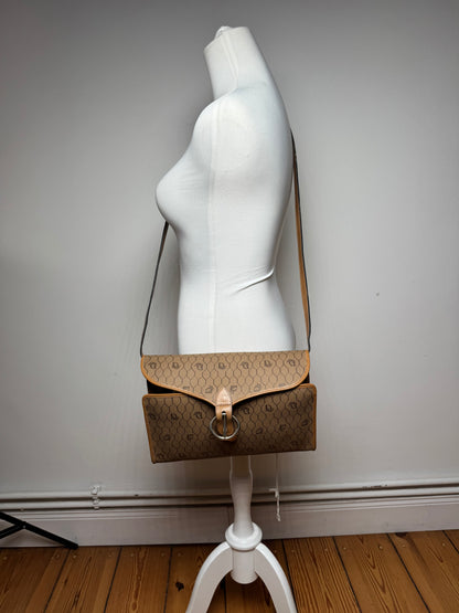 Sac vintage en cuir monogramme Dior beige marron