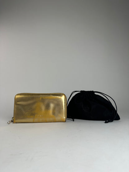 Vintage Loewe Madrid Leather Zippy Wallet Gold