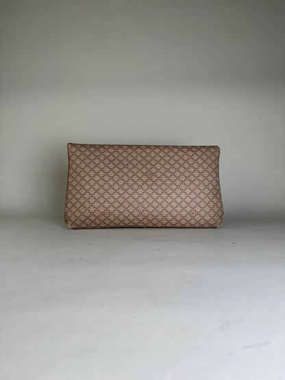 Vintage Celine Macadam Monogram Canvas Clutch Beige Brown