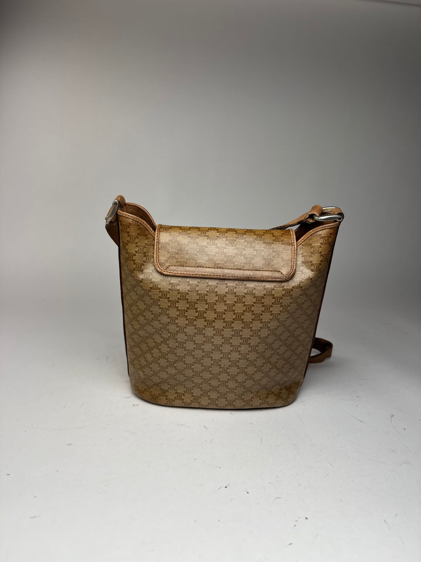 Sac vintage en cuir monogramme Céline Triomphe doré et marron