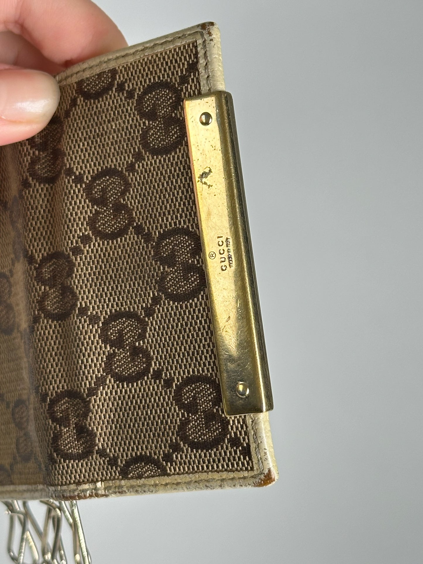 Vintage Gucci Monogram Keyholder beige brown