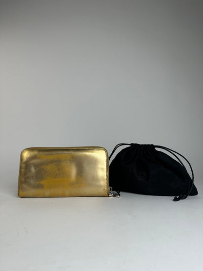 Vintage Loewe Madrid Leather Zippy Wallet Gold