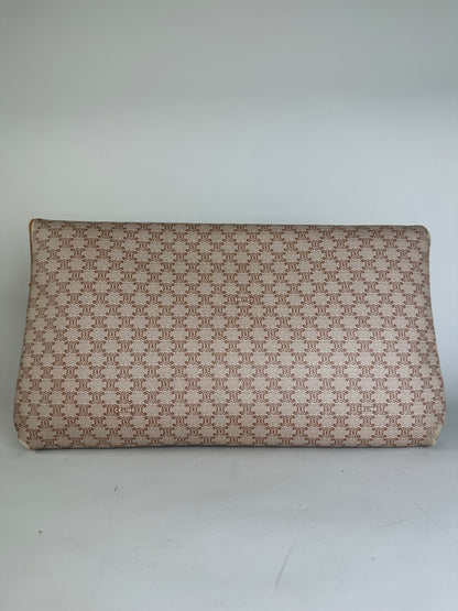 Vintage Celine Macadam Monogram Canvas Clutch Beige Brown