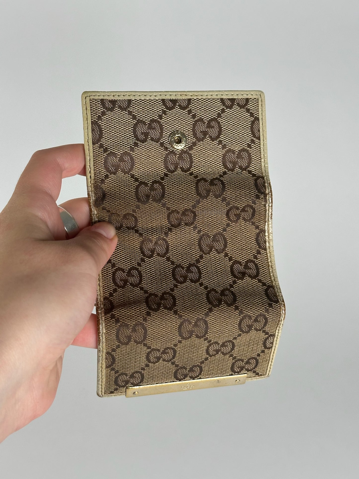 Vintage Gucci Monogram Keyholder beige brown