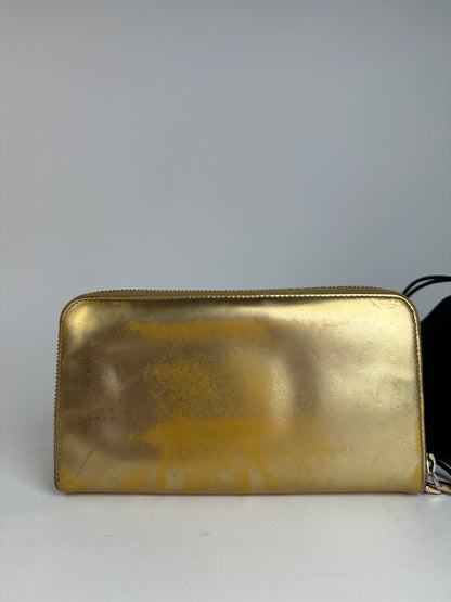 Vintage Loewe Madrid Leather Zippy Wallet Gold