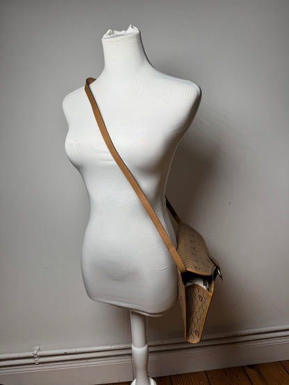 Sac vintage en cuir monogramme Dior beige marron